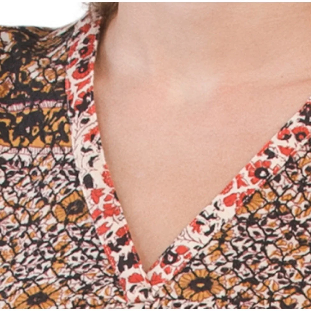 Rachel Zoe Short Sleeve V-neck 100% Cotton Slub Knit Blouse Top Burgandy M - Picture 4 of 12